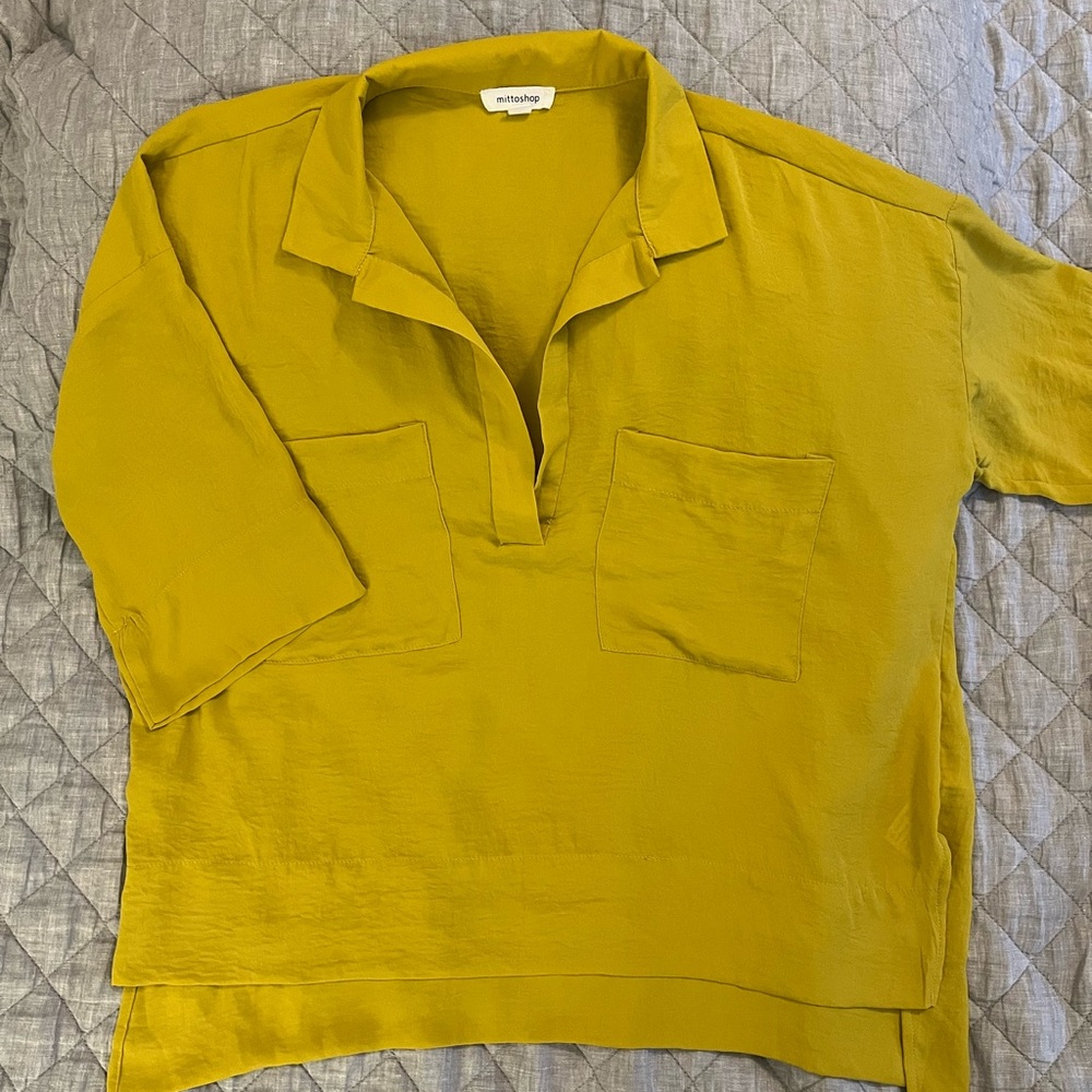 Mittoshop blouse in yellow ochre- Small.